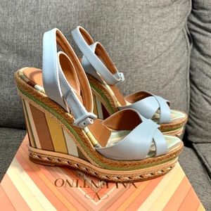 Valentino Ankle Strap Espadrille Wedge Sandal